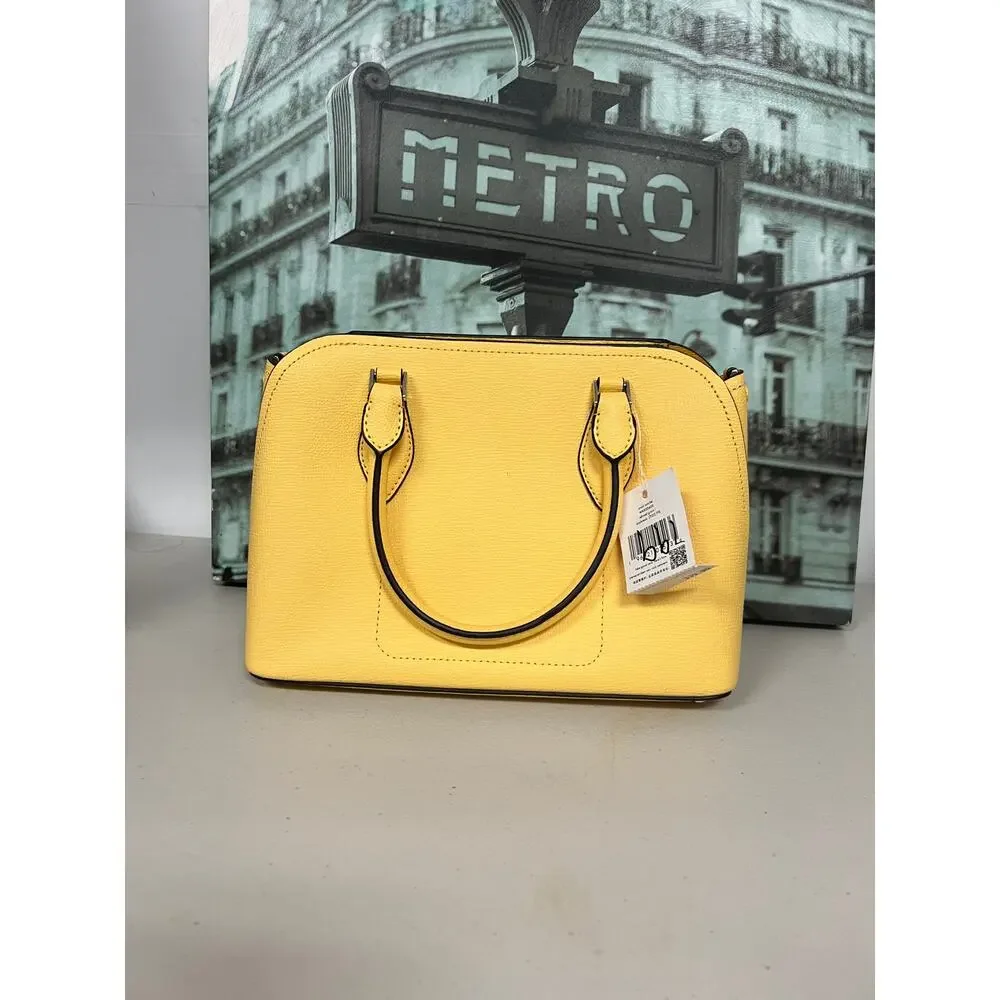 Kate Spade WKR00438 Small Dome Satchel, Daybreak Yellow Leather Crossbody Bag